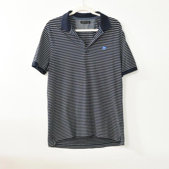 Banana Republic Mens Dark Blue White Striped Polo Shirt Collared Cotton Size L - Picture 1 of 4